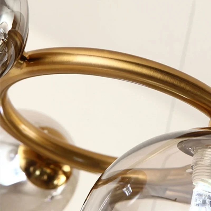 Nordic smoked glass and gold chandelier for modern interiors - vue 4 sur 12