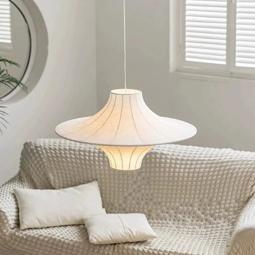 Minimalist wabi sabi silk chandelier with integrated LED - vue 2 sur 7