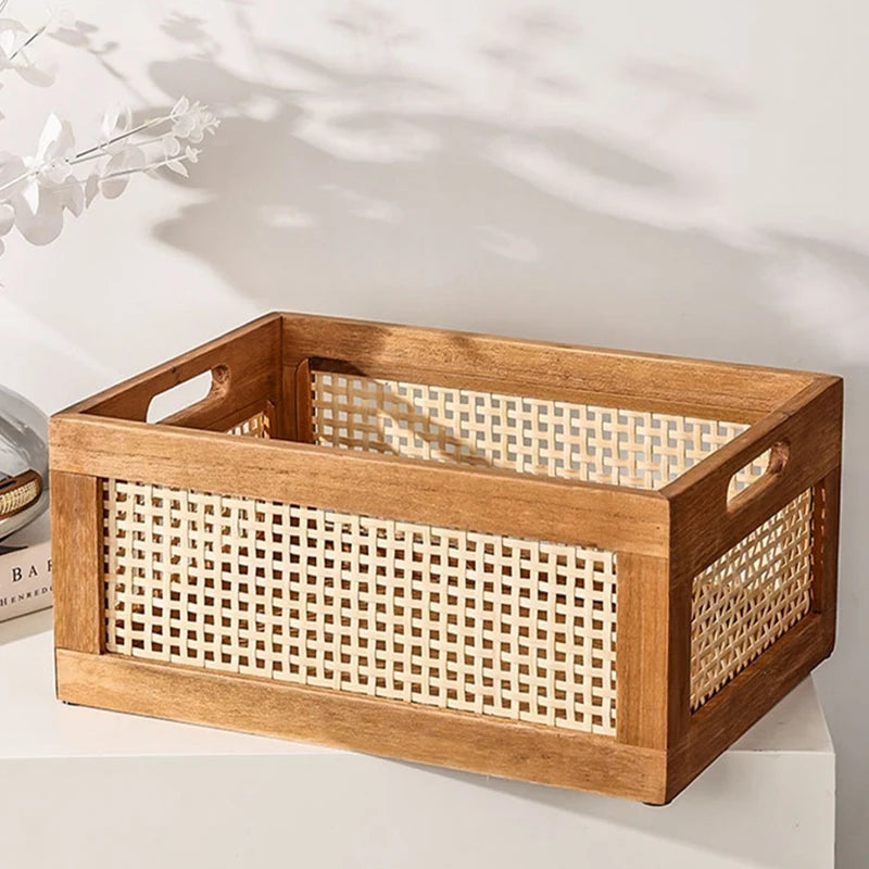 decorative rattan basket for storage and organization