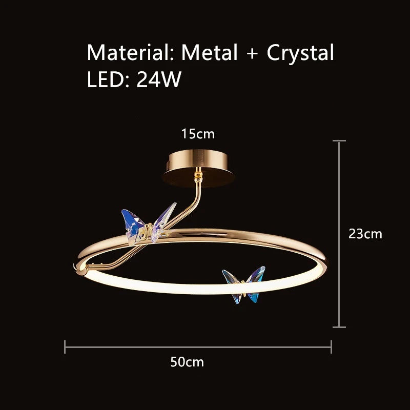 suspension led anneau d'or avec motif papillon - vue 16 sur 20