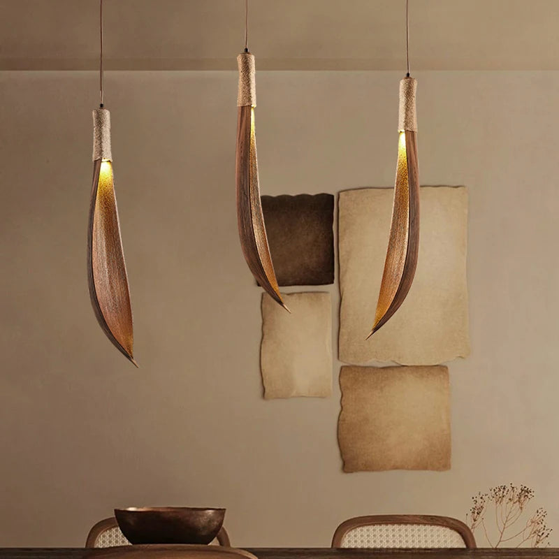 Japanese wabi-sabi art retro natural leaf chandelier for shops and restaurants