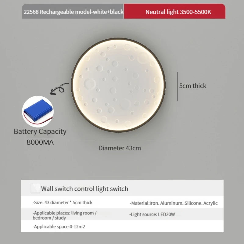 Modern Nordic rechargeable decorative LED wall light