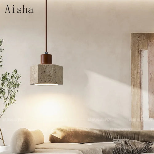 Japanese retro cave stone pendant light - vue 6 sur 7