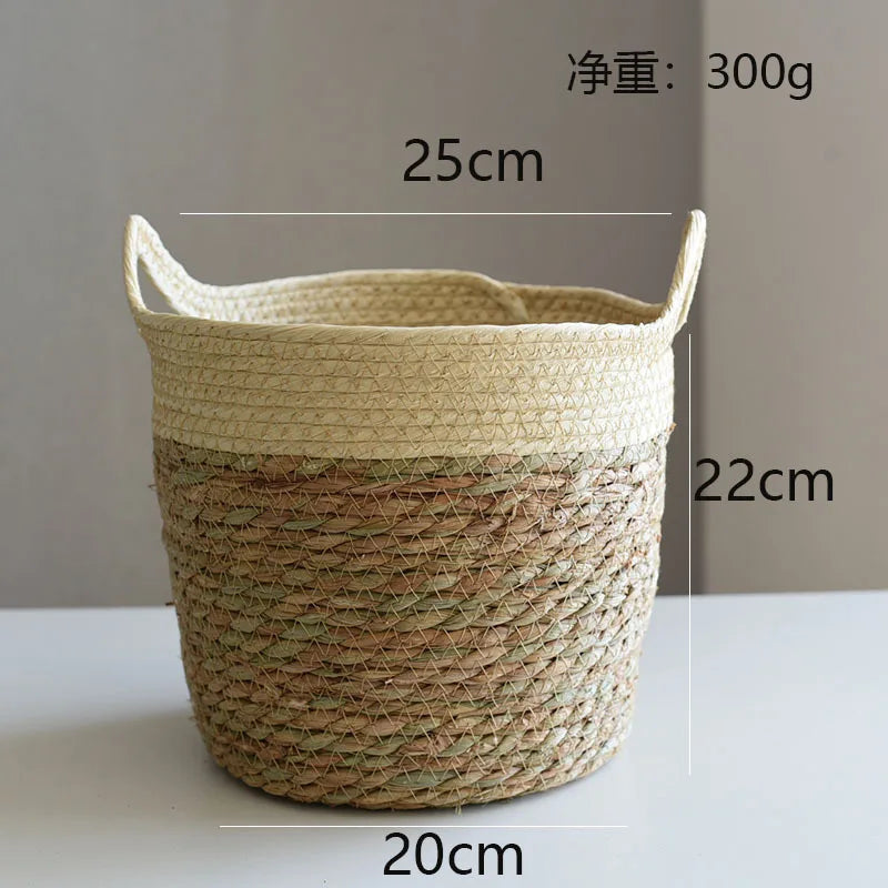 straw storage basket for modern craft decor