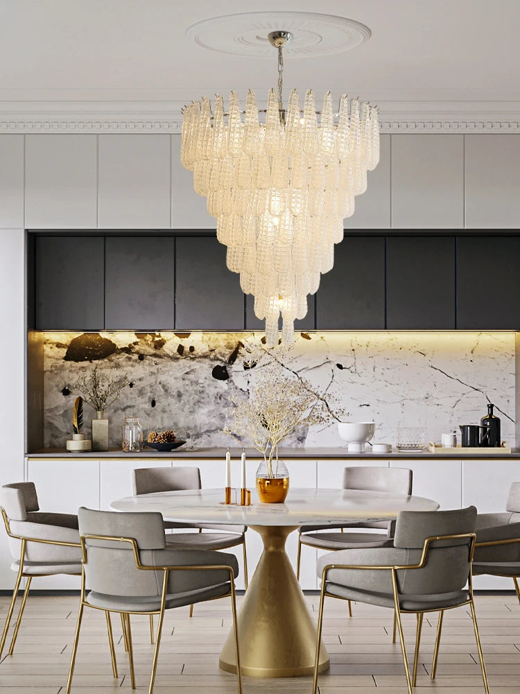 Coloured glass pendant with decorative leaf for chic interiors - vue 5 sur 12