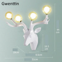 Modern resin LED deer antler wall light
