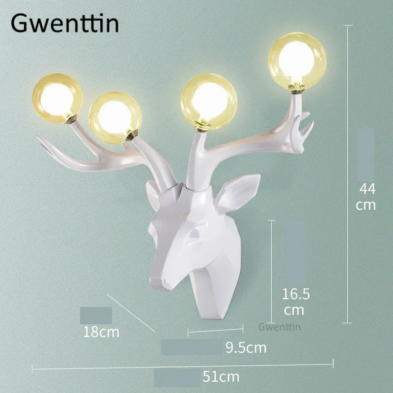 Modern resin LED deer antler wall light