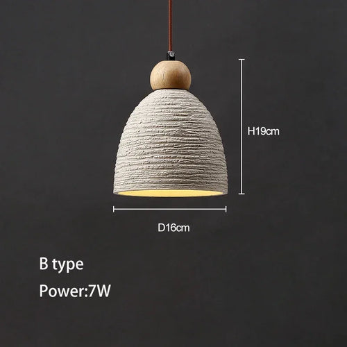 Wabi-sabi cement and travertine pendant light for interior decoration - vue 8 sur 14