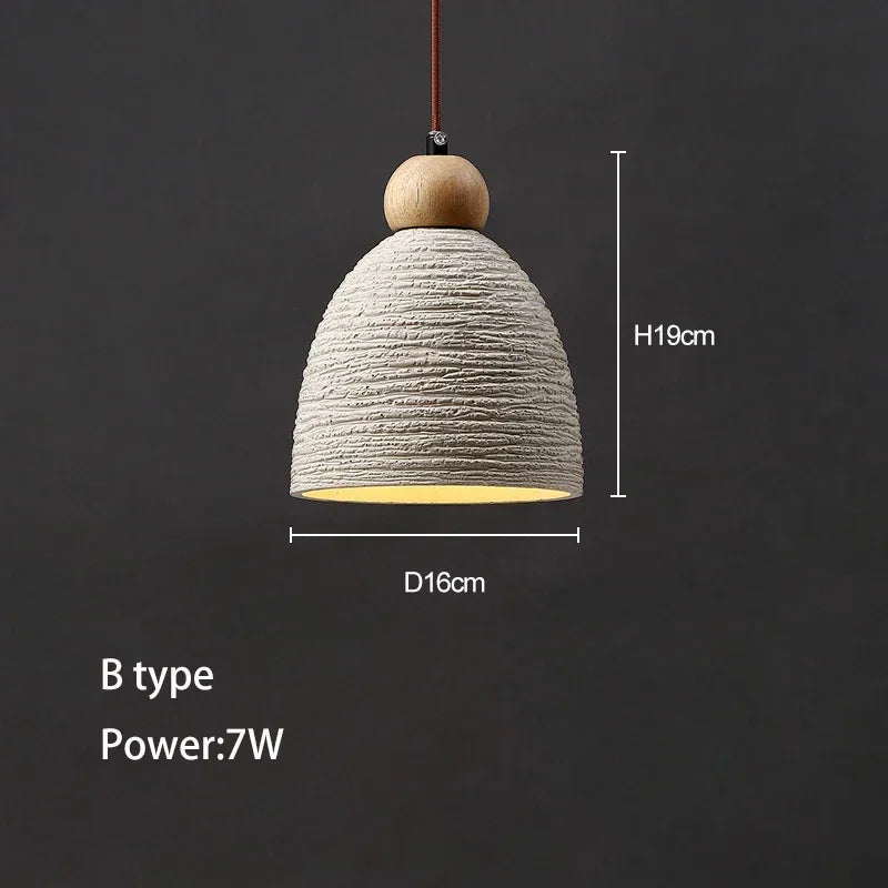 Wabi-sabi cement and travertine pendant light for interior decoration - vue 7 sur 14