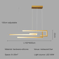 Modern rectangular LED pendant light with dimmable brightness