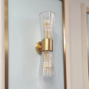 Modern stainless steel wall light with clear glass