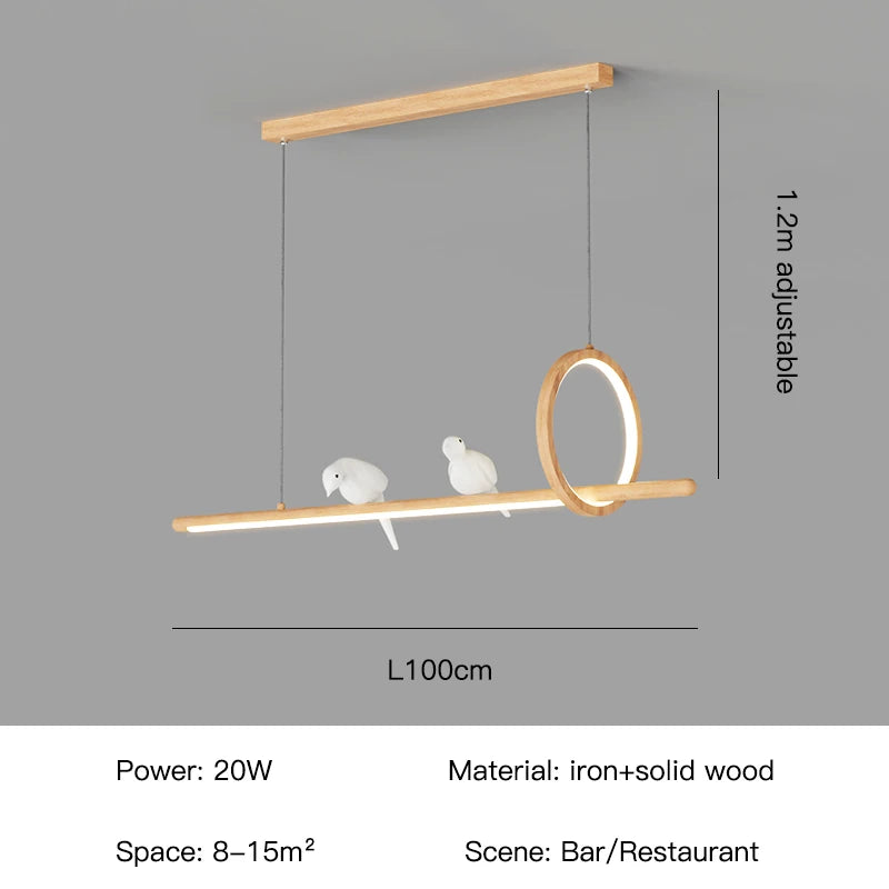 modern wooden chandelier creative pendant light for home decor - vue 10 sur 10