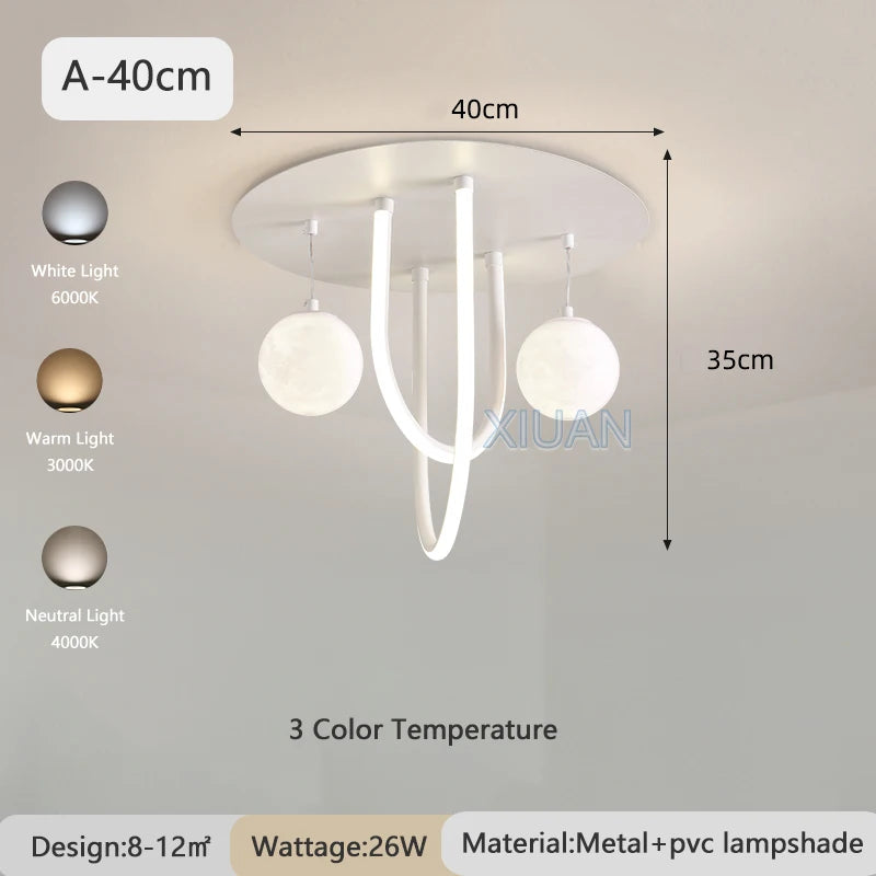 Design 3d led moon round ball chandelier for indoor suspension