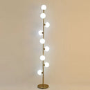 White glass globe floor lamp with 9 heads