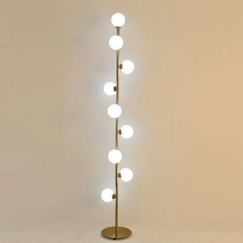 White glass globe floor lamp with 9 heads - vue 4 sur 7