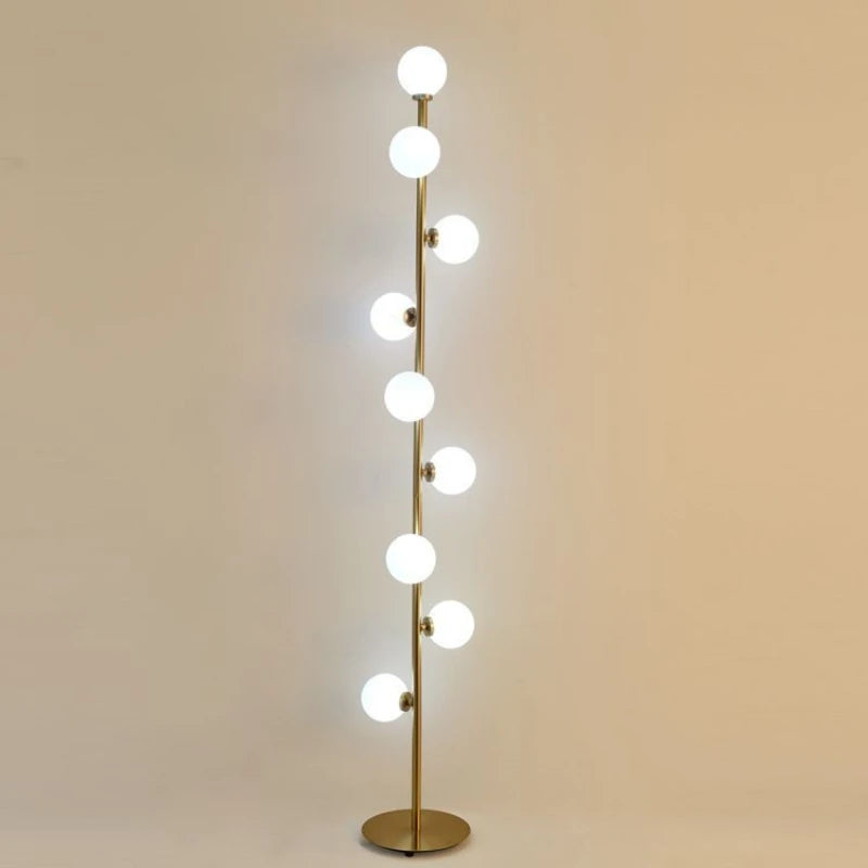 White glass globe floor lamp with 9 heads - vue 3 sur 7