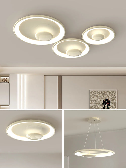 Variable cream style round LED ceiling light with remote control - vue 5 sur 9