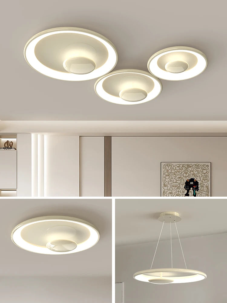 Variable cream style round LED ceiling light with remote control - vue 5 sur 9