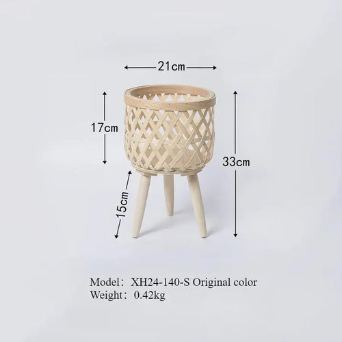 woven rattan flower stand for interior decoration - vue 9 sur 8