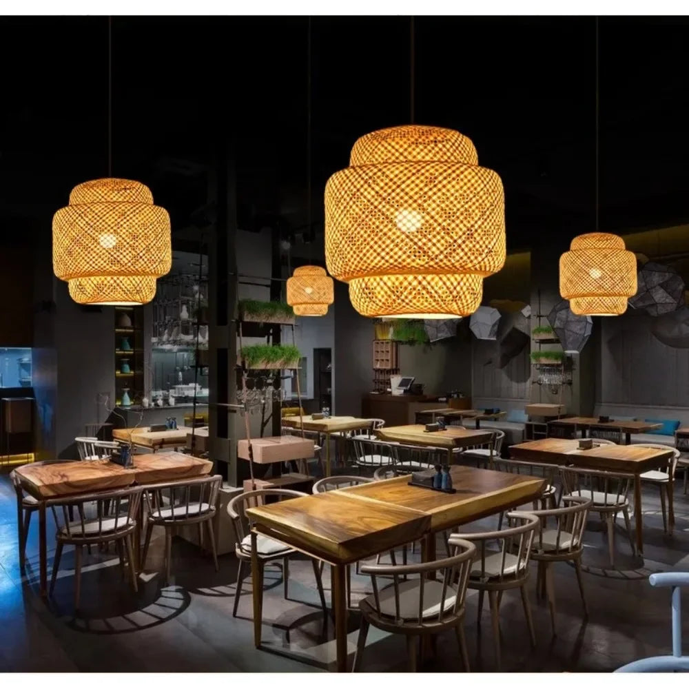 Chinese Style Bamboo Pendant Light, 30cm, D'Nik Decorative Lighting, Ideal for Restaurant