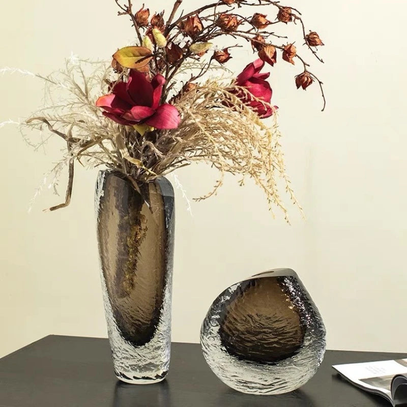 thick glass vase for handmade floral decoration