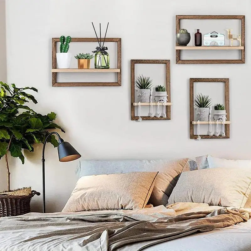 floating wooden wall shelves for decorative storage