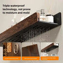 walnut wall shelf for storage and towel rack