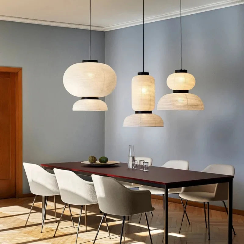 SANDYHA Chinese rice paper pendant lamp with LED, handmade designer lighting for bedroom, living room and dining room