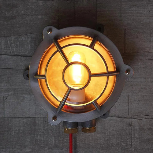 Vintage industrial outdoor wall light waterproof iron and glass - vue 3 sur 6