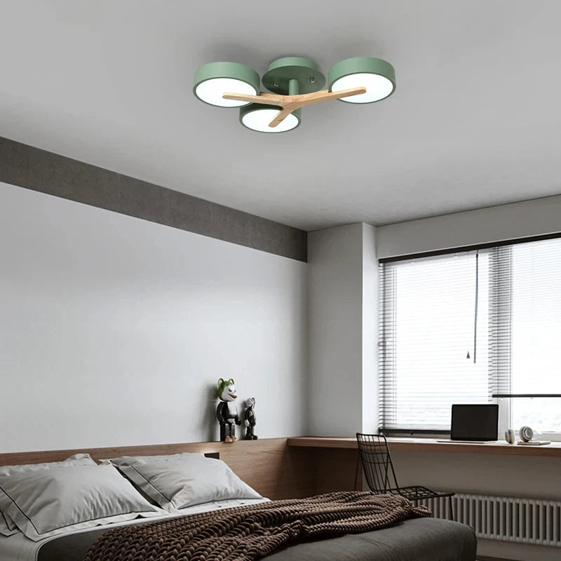 Modern wooden chandelier for bright nordic interior decoration - vue 3 sur 15