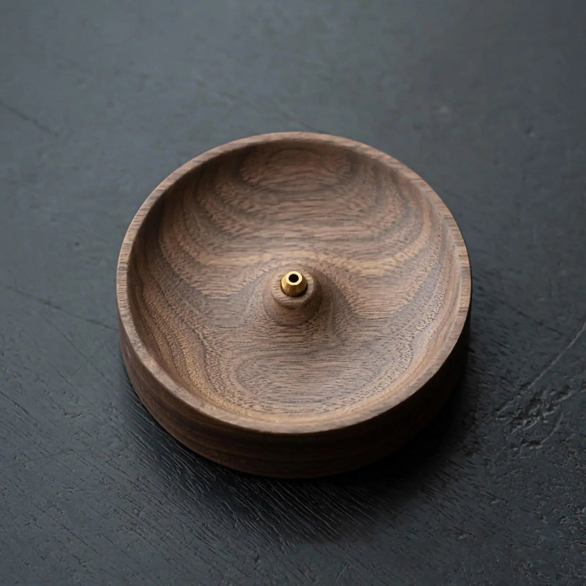 Round wooden incense burner for meditation and home decor