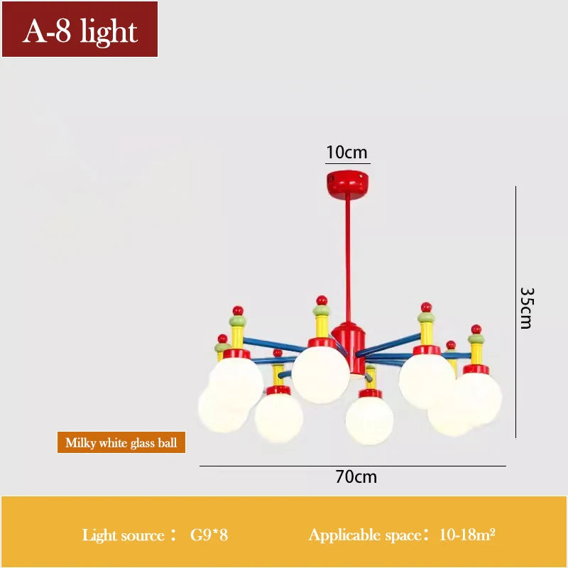 Colourful glass chandelier for children's princess bedroom - vue 7 sur 8