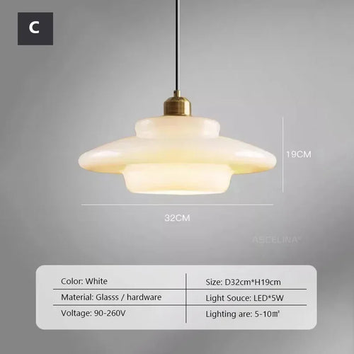 Modern Nordic style milk glass decorative pendant light - vue 9 sur 9