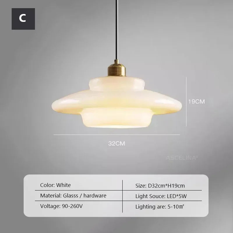 Modern Nordic style milk glass decorative pendant light - vue 8 sur 9