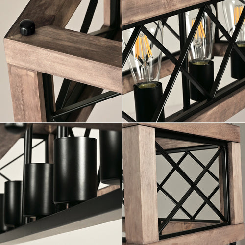 Rustic metal and wood chandelier - vue 7 sur 7