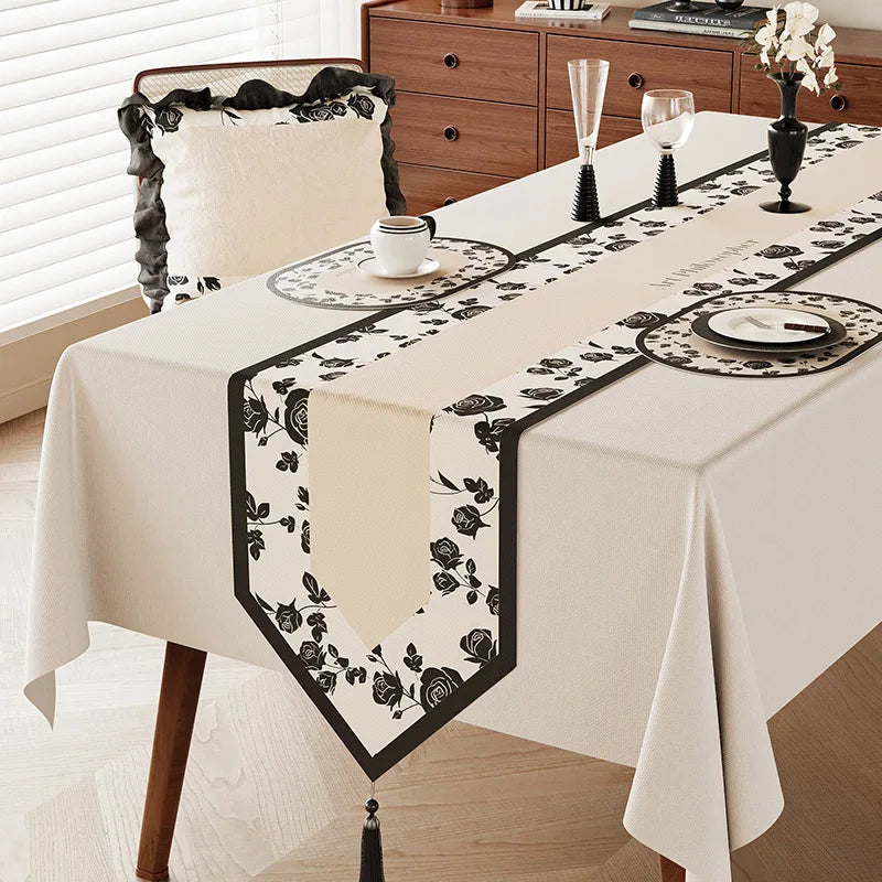 Vintage floral linen-style table runner