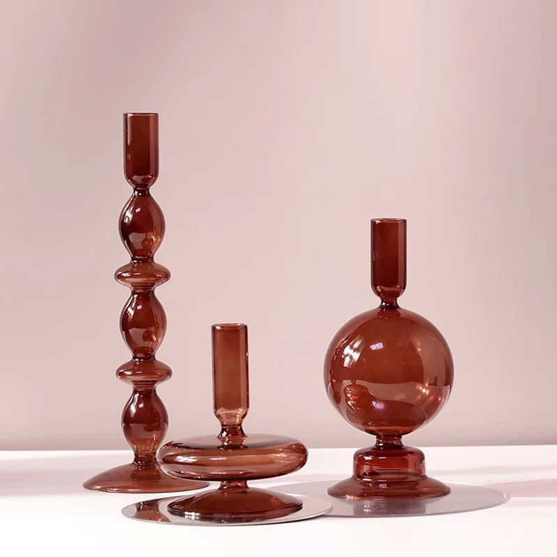 Vintage glass candlestick holder nordic style for wedding table decor