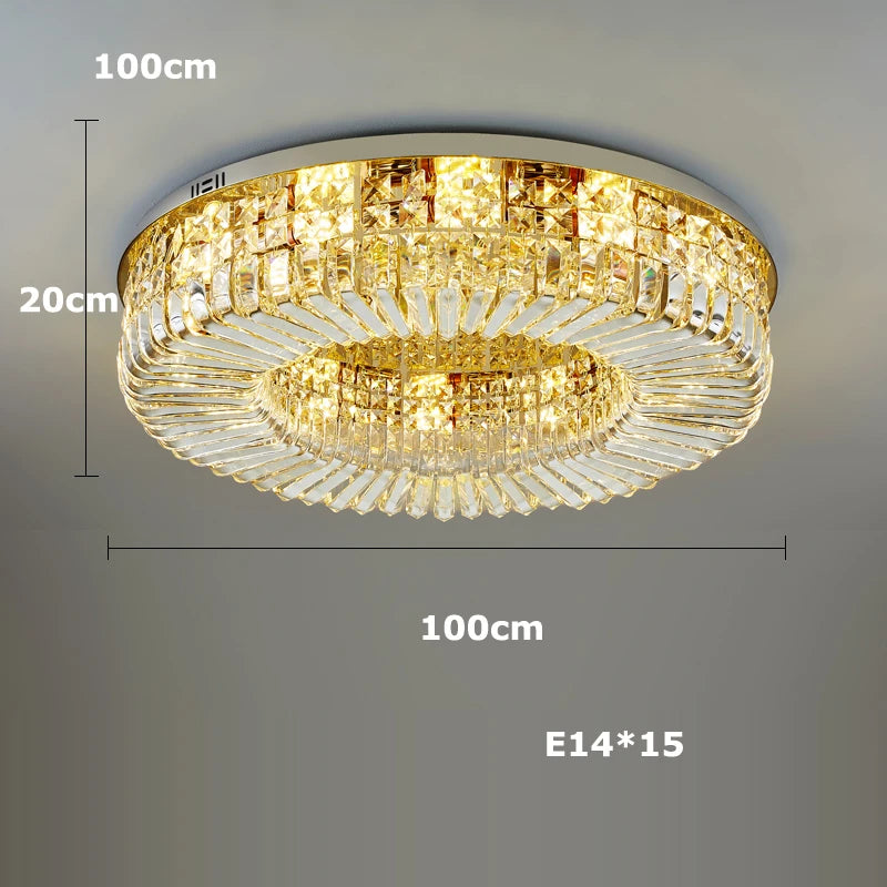 Classic chrome crystal LED ceiling light for modern interiors