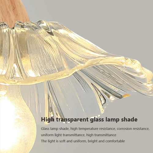 Decorative retro Nordic wooden and glass pendant light - vue 10 sur 13