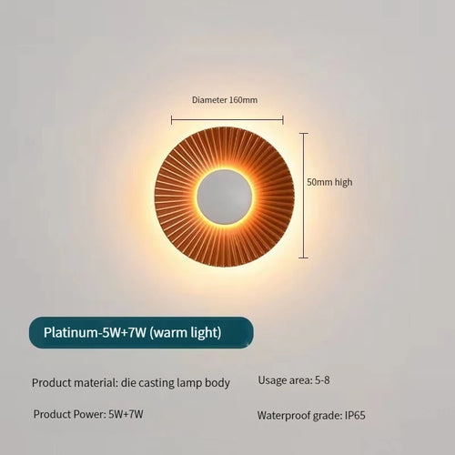 Modern disc-shaped LED wall light for hotel and restaurant - vue 9 sur 11