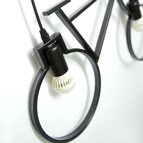 Modern iron bicycle pendant light for home decor - vue 5 sur 12