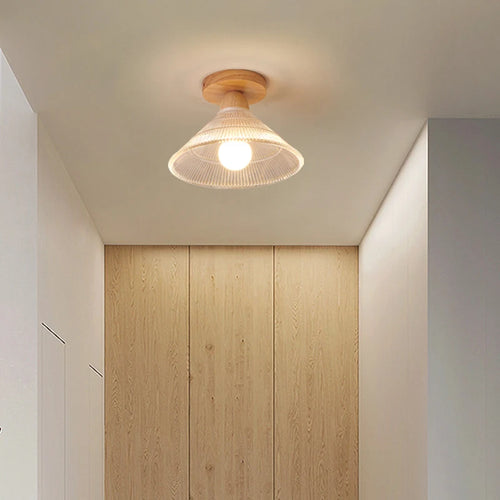 Nordic Japanese-style wooden ceiling light for entrance - vue 6 sur 10