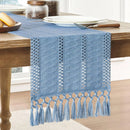Boho ivory macramé table runner with fringe