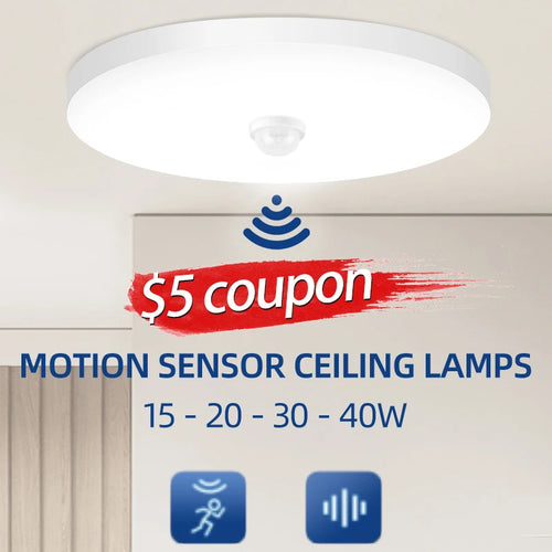 LED ceiling light with motion sensor for indoor use - vue 2 sur 13