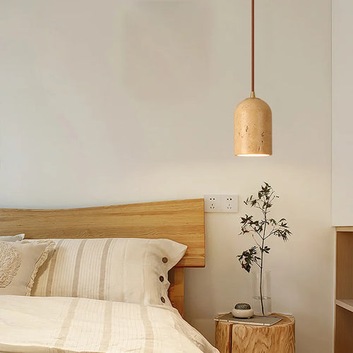 Retro LED pendant chandelier with vintage natural stone - vue 5 sur 6