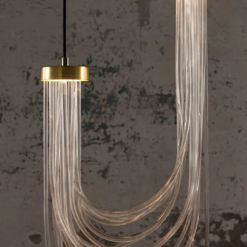 Transparent acrylic LED pendant light with adjustable wire - vue 5 sur 8