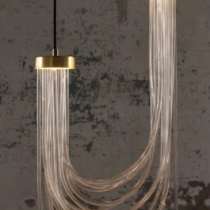 Transparent acrylic LED pendant light with adjustable wire - vue 4 sur 8
