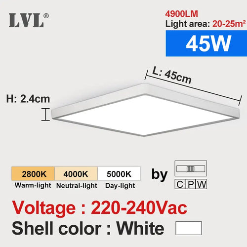 Modern square flat ceiling light in gold wood for interior - vue 17 sur 16