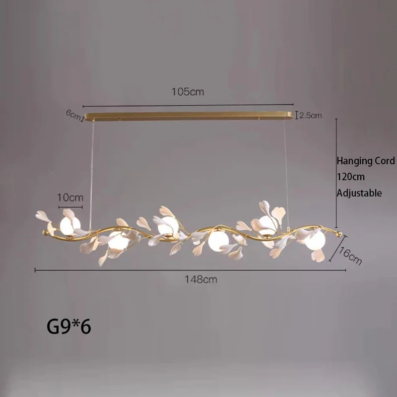 Modern creative ginkgo glass LED pendant chandelier