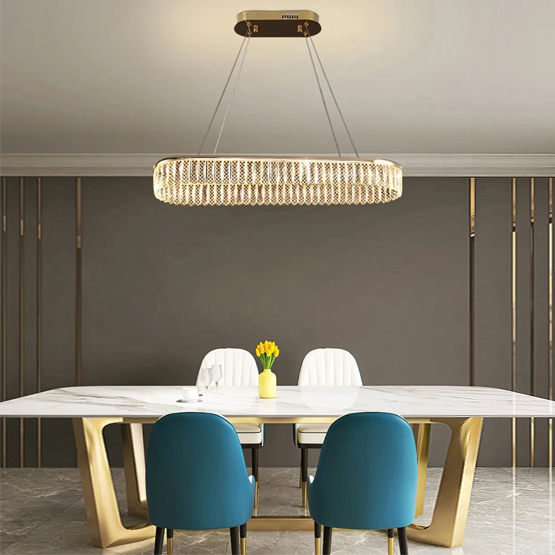 Luxurious round crystal LED chandelier with multiple ring design - vue 4 sur 20